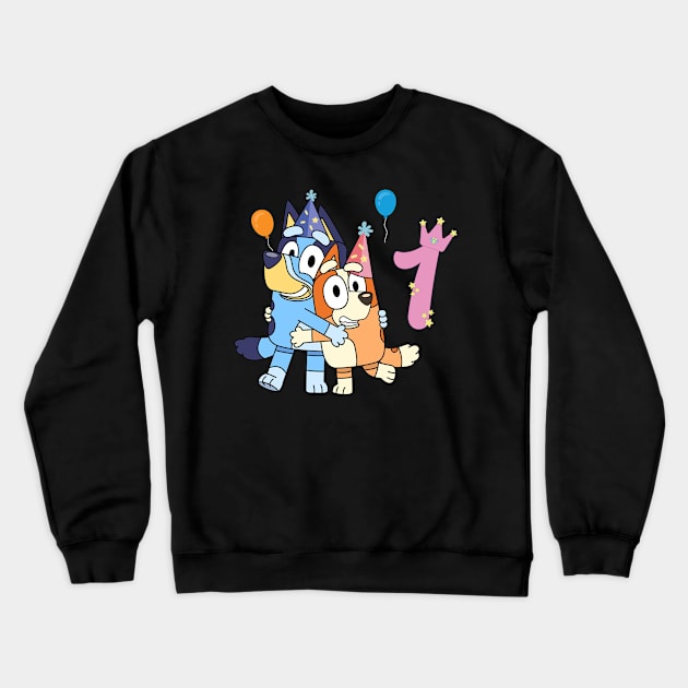 Bluey Happy 1 Years Birthday Crewneck Sweatshirt by ExpresYourself